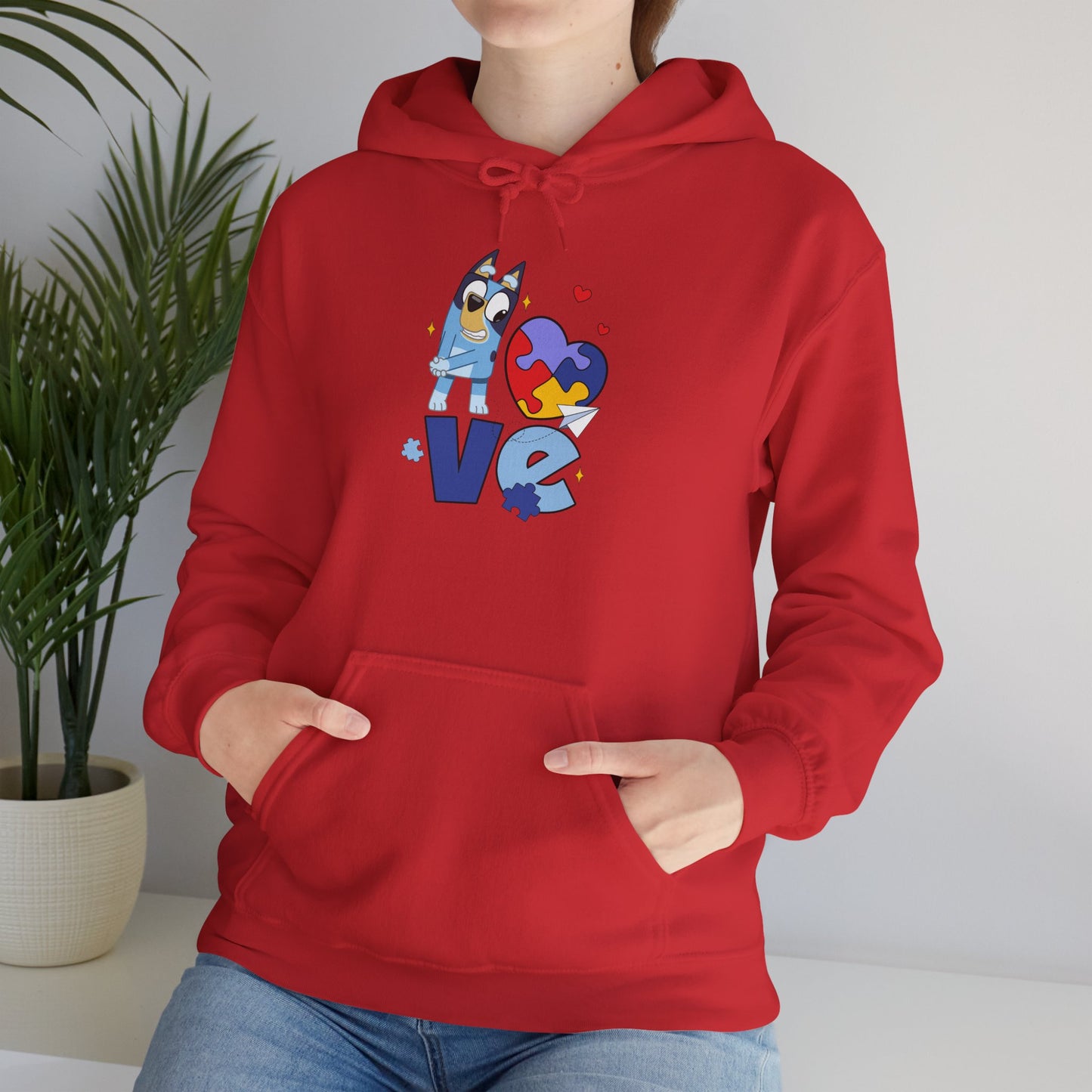 Autism Puzzle Heart Love Hoodie — Cute Inclusive Love Graphic Sweatshirt