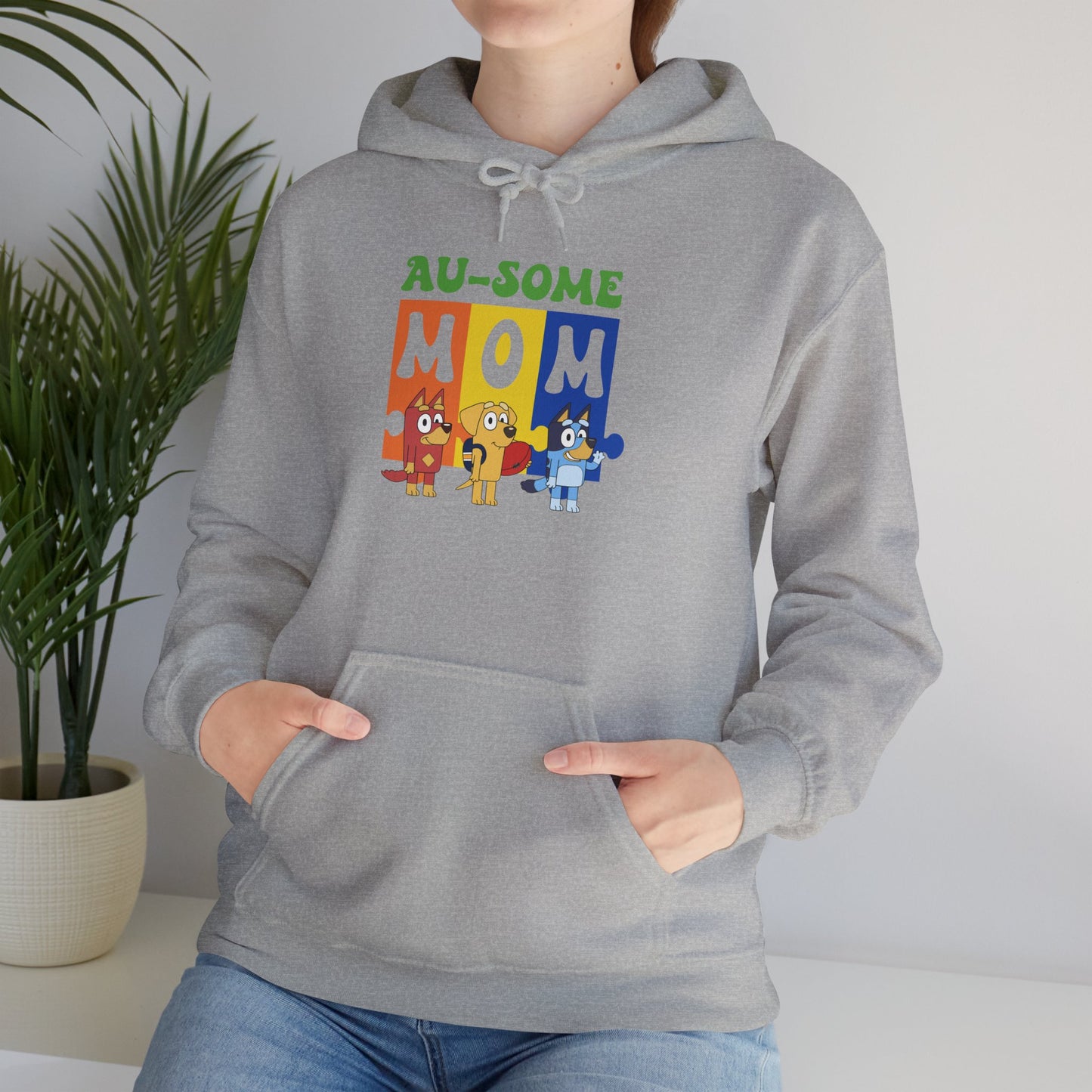 Au-some Mom Hoodie — Colorful Puzzle Piece Autism Awareness Sweatshirt