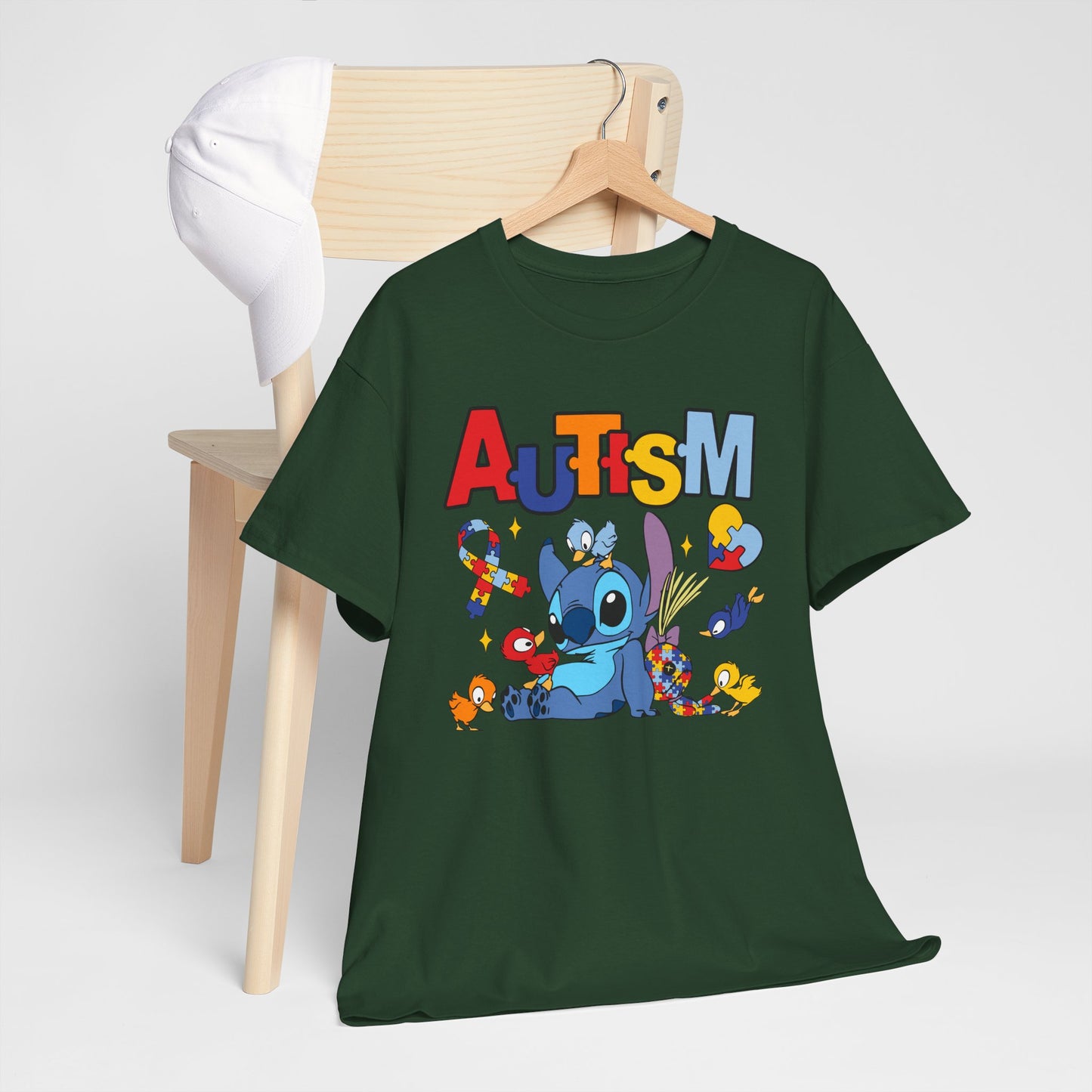 Autism Awareness T-Shirt — Cute Cartoon Character Puzzle-Heart Design