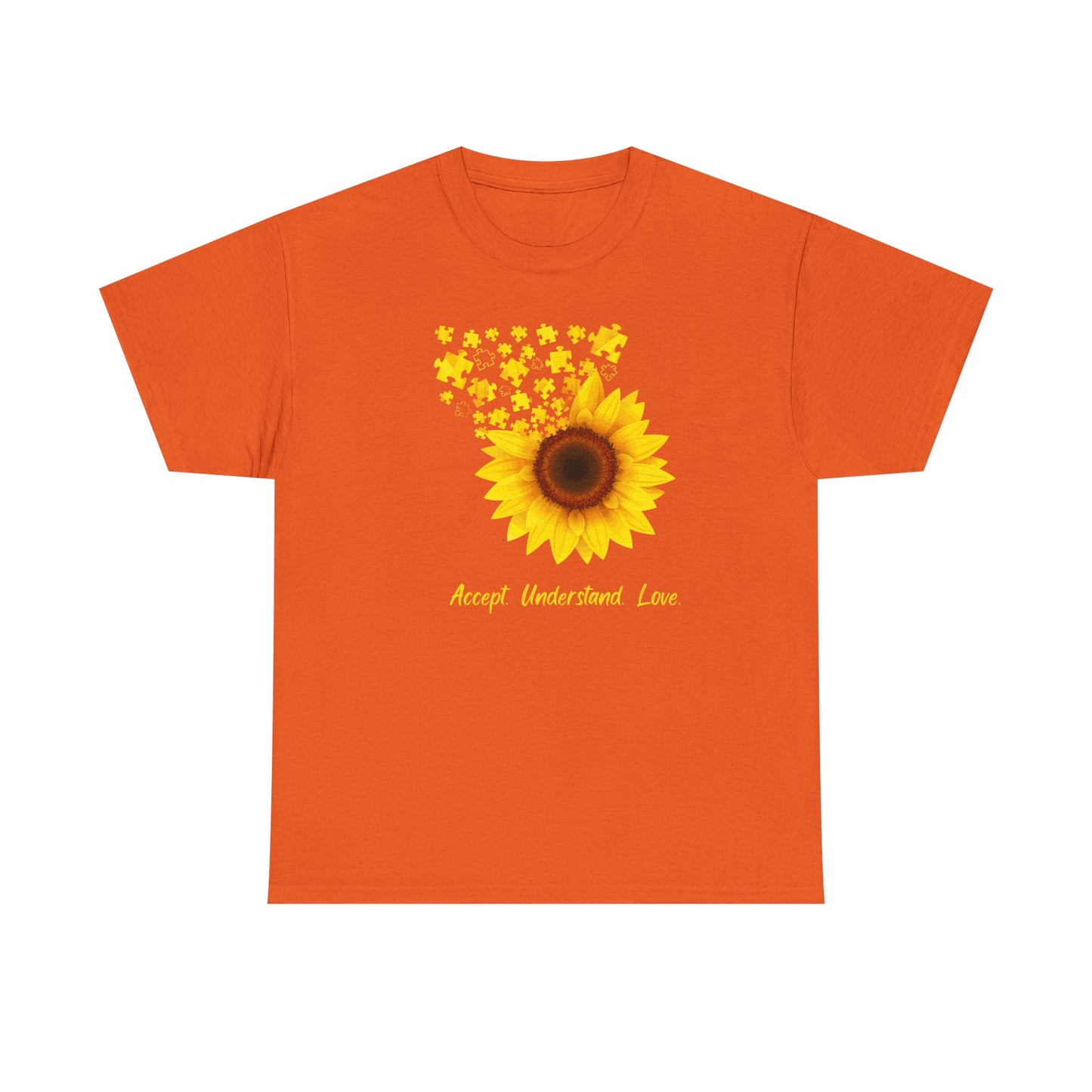 Sunflower Love Unisex Heavy Cotton Tee - Accept Understand Love Shirt