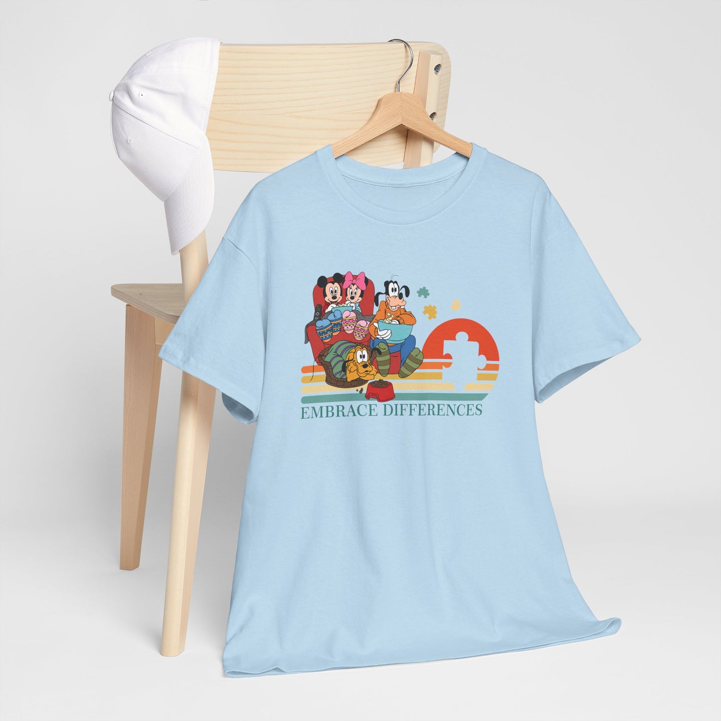 Embrace Differences Tee — Inclusive Retro Pride Graphic T-Shirt