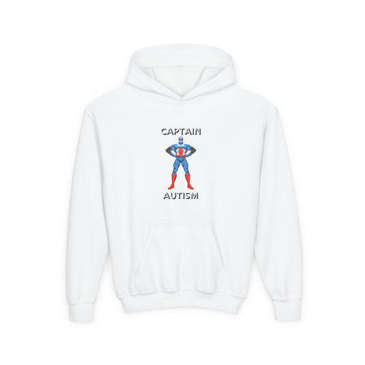 Captain Autism Youth Hooded Sweatshirt - Supportive & Fun Apparel