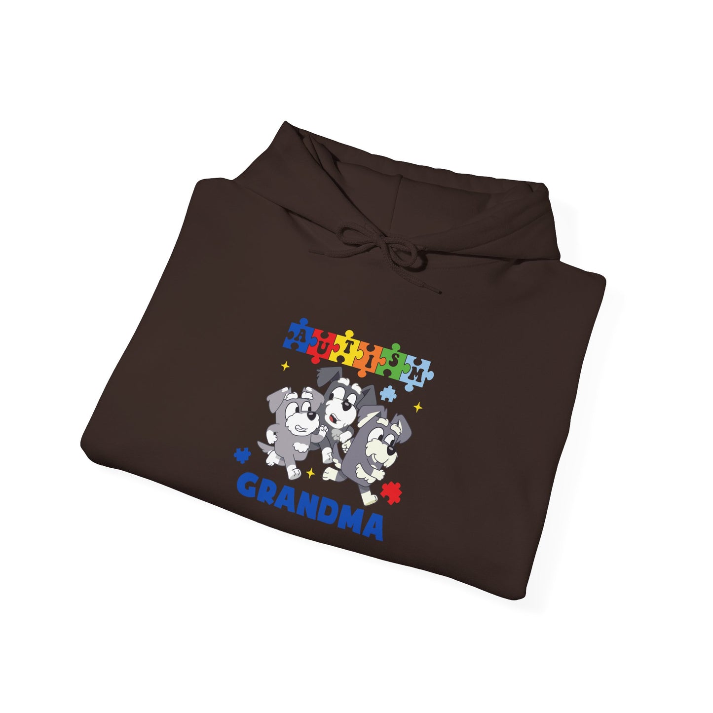 Grandma Puzzle Paw Print Hoodie — Cute Rescue Dog Grandma Gift