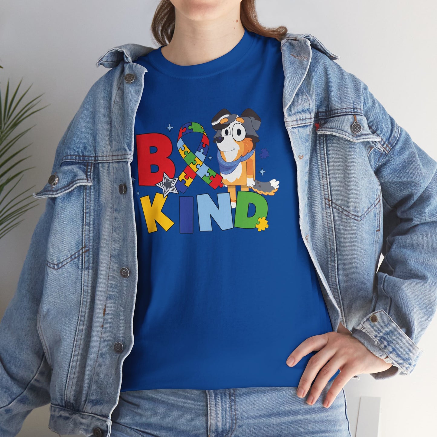Be Kind Bluey Family T-Shirt — Colorful Rainbow Letters with Cute Design