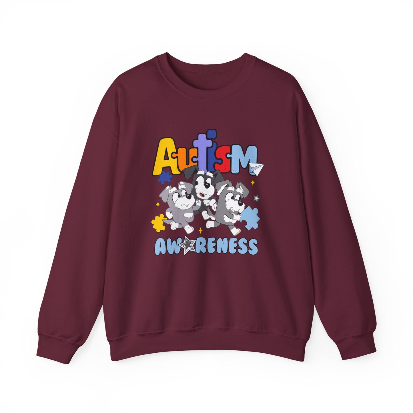 Autism Awareness Crewneck Sweatshirt – Colorful Puzzle Piece Design