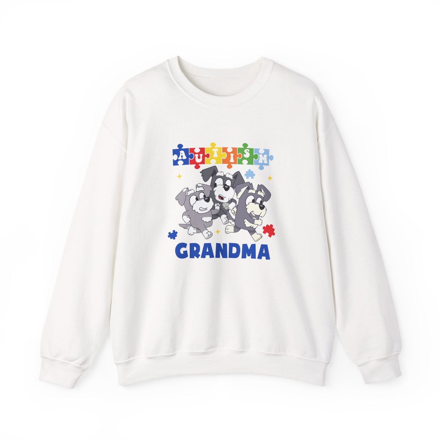 Autism Awareness Grandma Sweatshirt – Puzzle Paw Print Design