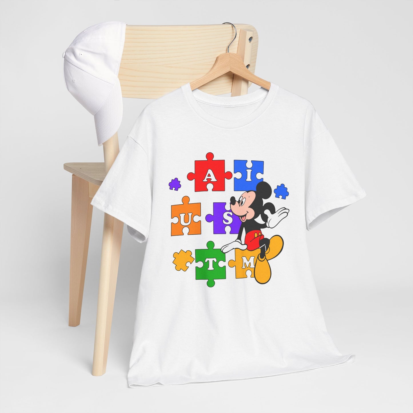 Autism Puzzle Mickey T-Shirt — Colorful Puzzle Pieces "AUTISM" Design