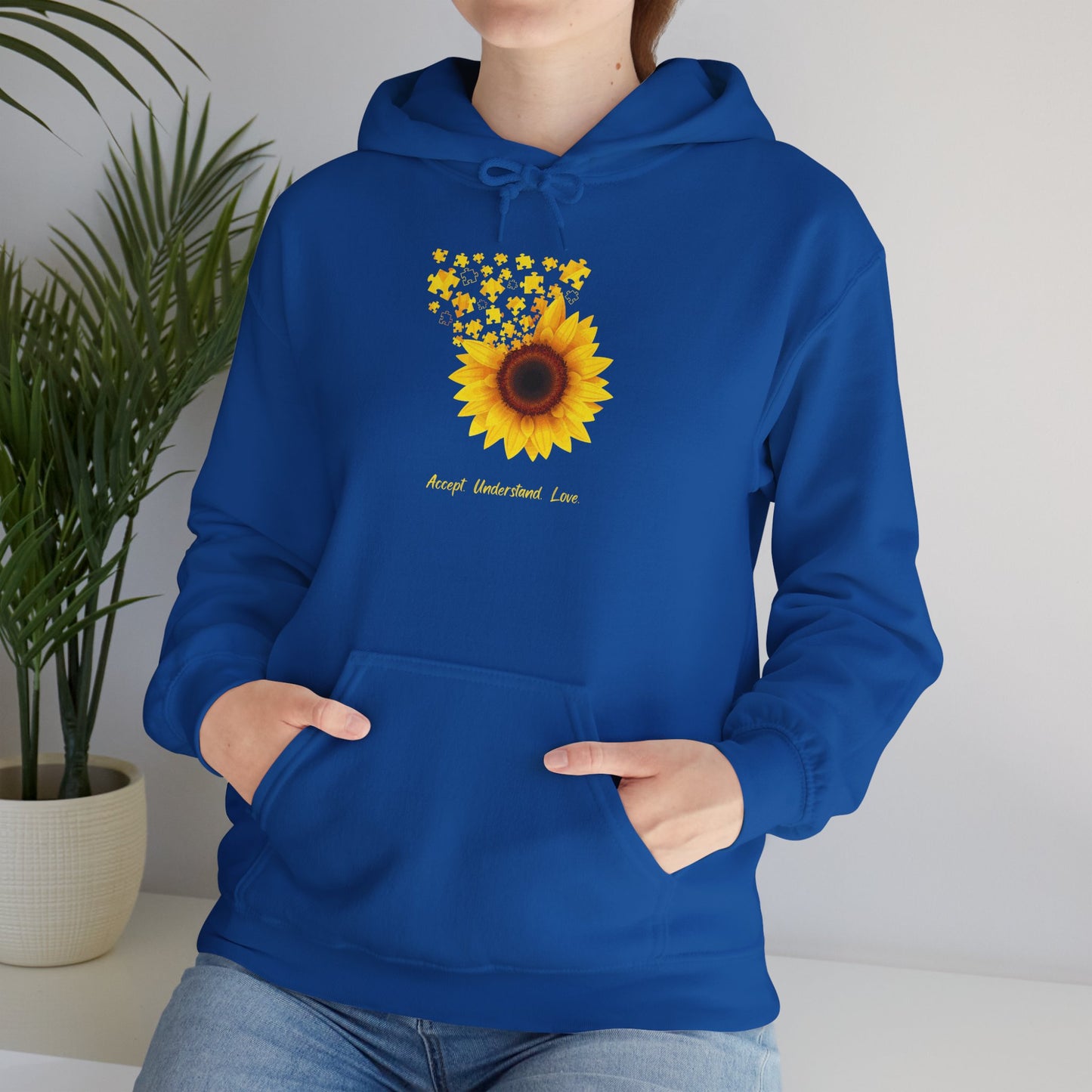Sunflower Love Autism Awareness Advocate Hoodie — Joyful Floral Hooded Sweatshirt