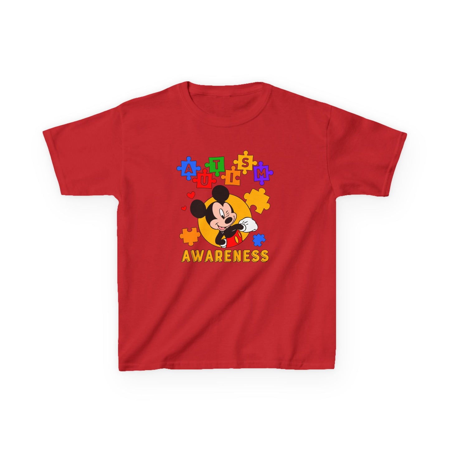 Autism Awareness Kids Tee — Colorful Puzzle Heart Design