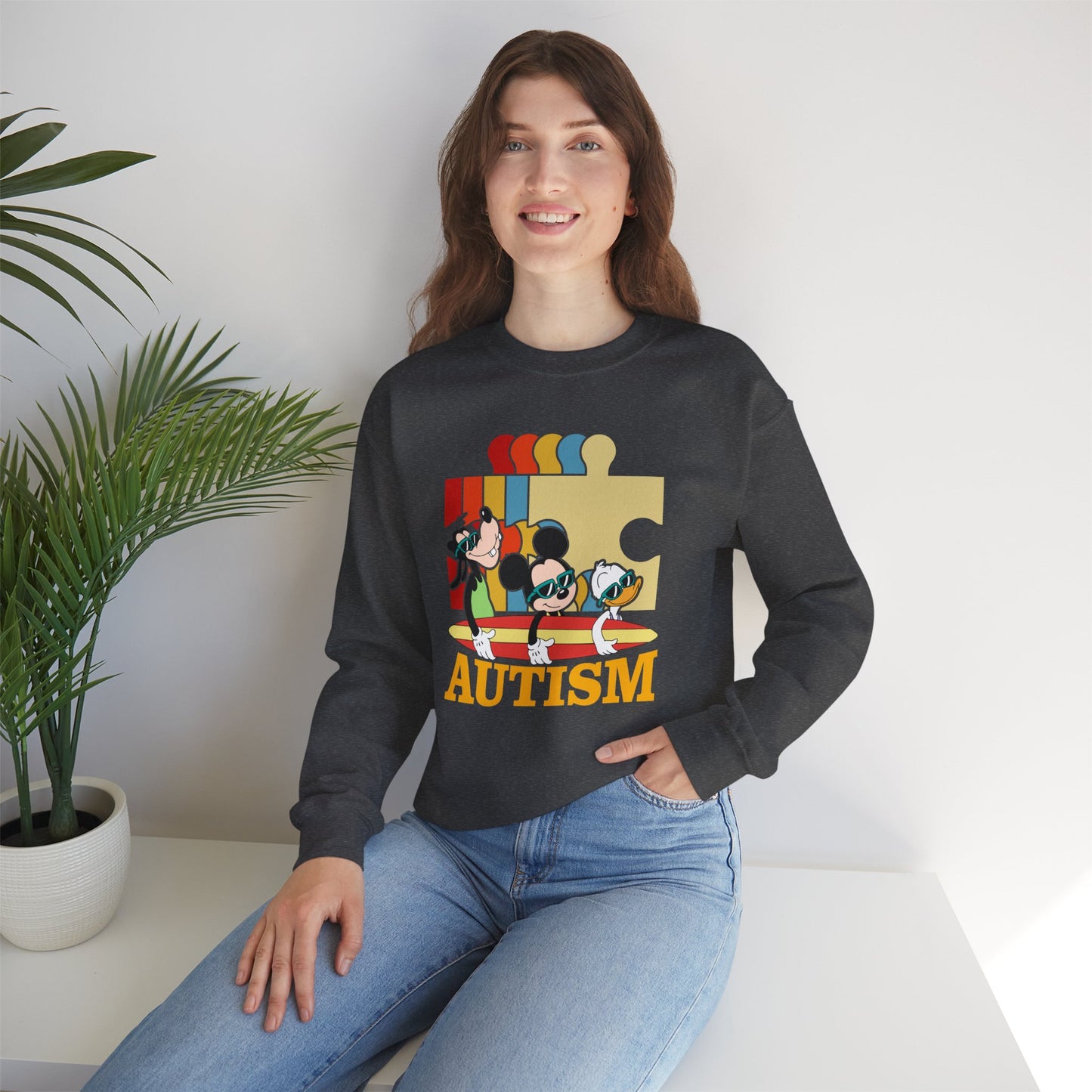 Autism Awareness Crewneck Sweatshirt – Colorful Puzzle Design