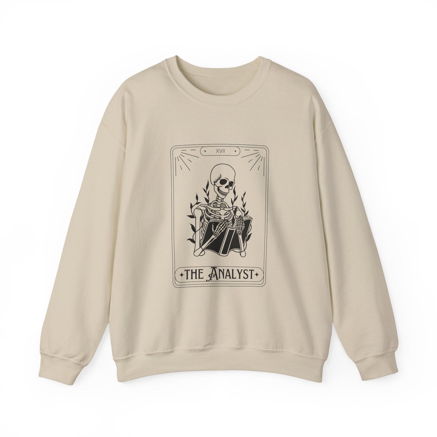 The Analyst Crewneck Sweatshirt — Tarot Skeleton Graphic Pullover