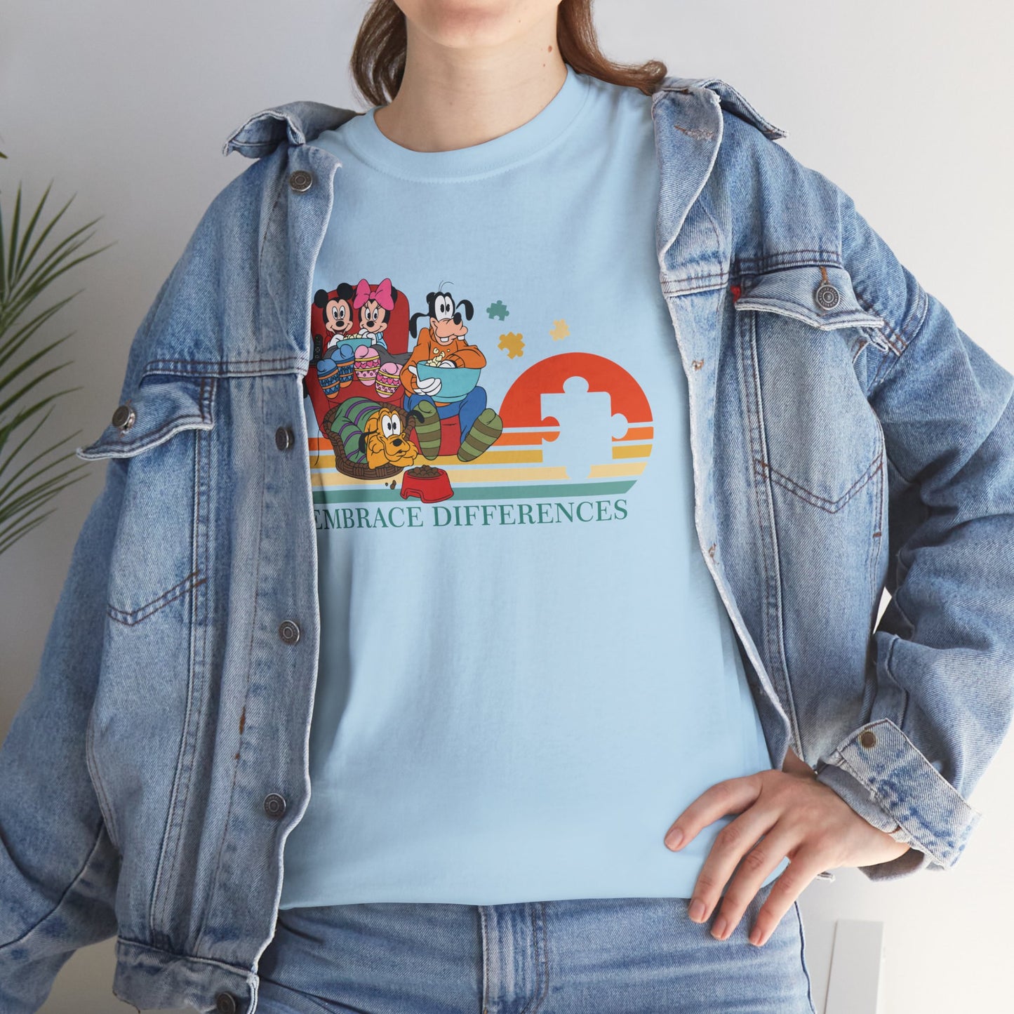T-Shirt — 'Embrace Differences' Retro Rainbow Autism Awareness Tee
