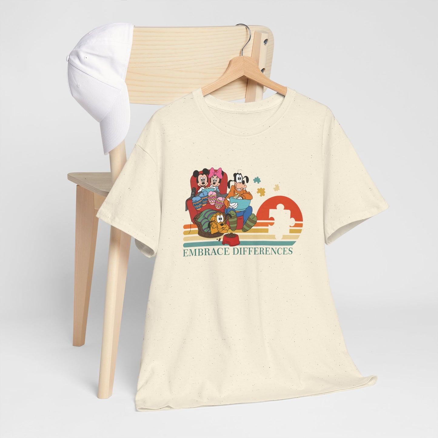 T-Shirt — 'Embrace Differences' Retro Rainbow Autism Awareness Tee