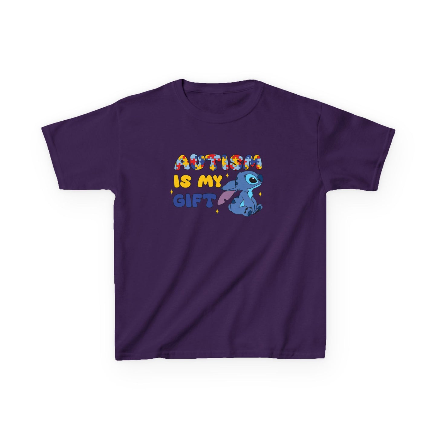 Kids T-Shirt — "Autism Is My Gift" Colorful Puzzle Heart Design