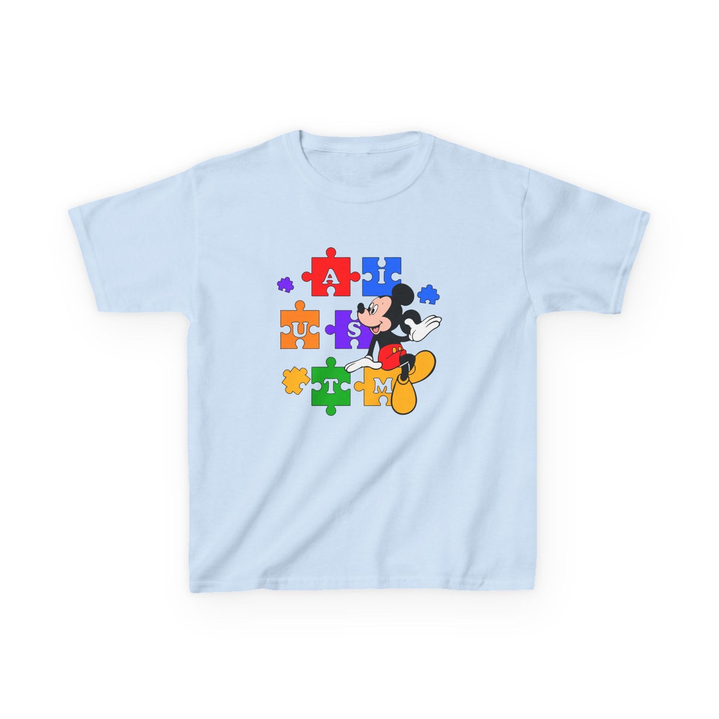 Kids Tee — Mickey Mouse Autism Puzzle Pieces Design