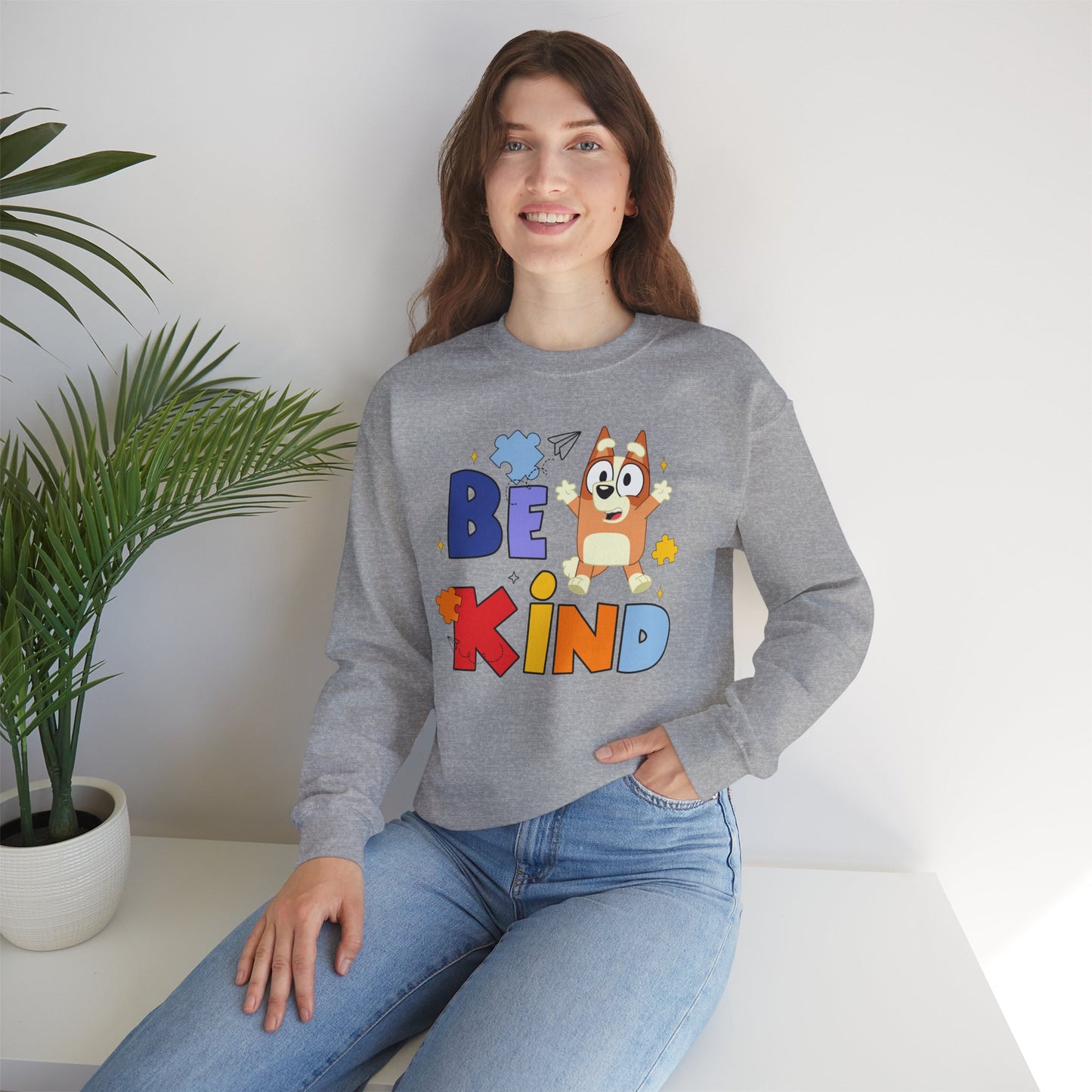 Be Kind Crewneck Sweatshirt — Cute Dog Graphic Kids/Adult Casual Pullover
