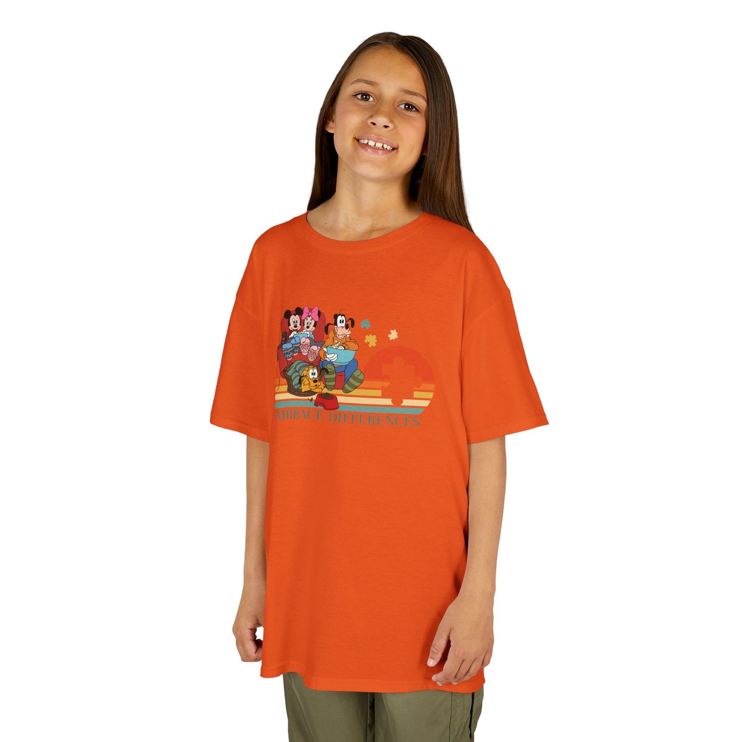 Kids Tee — Colorful Retro Animal Parade "I Embrace Differences"