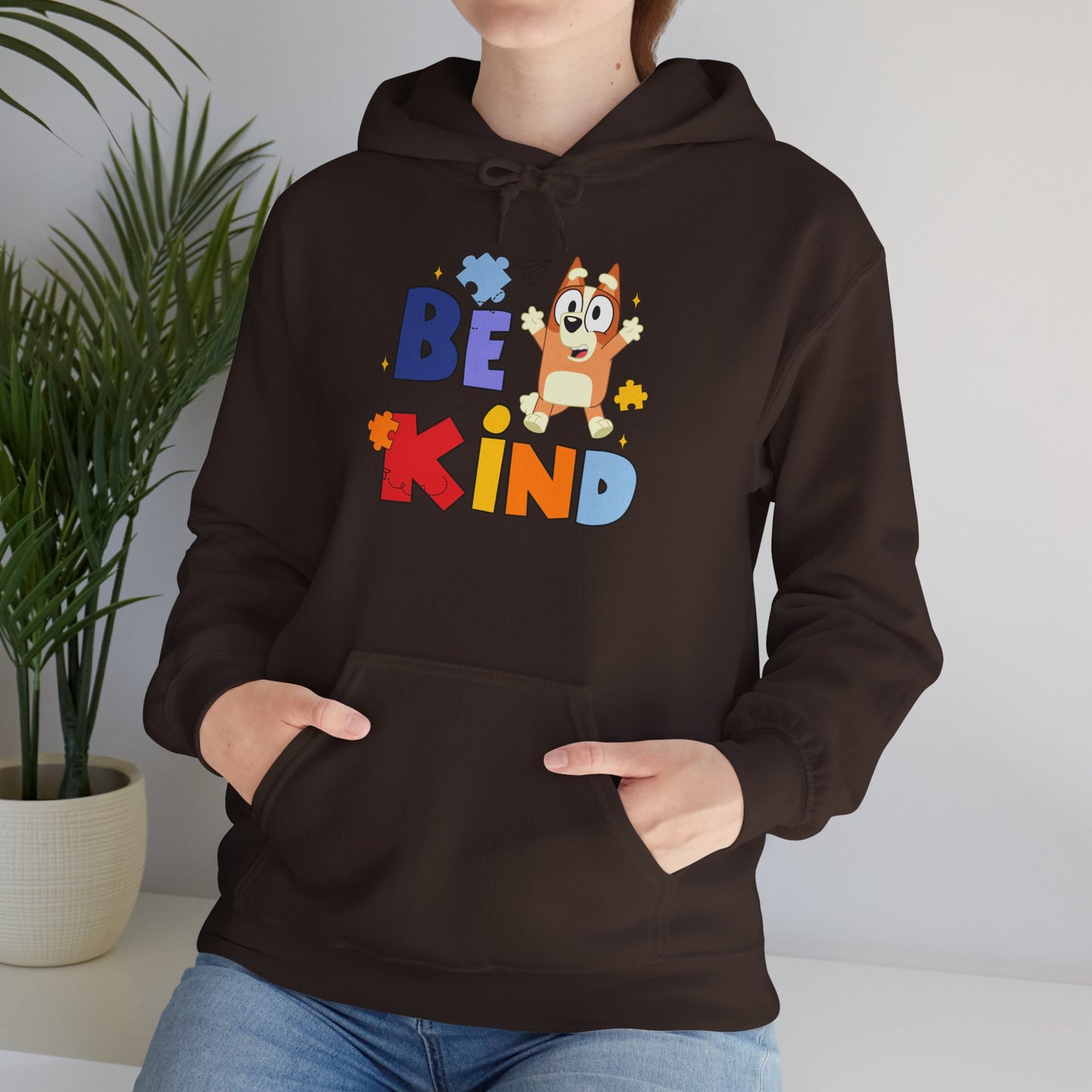 Be Kind Kids Hoodie – Colorful Cartoon Puppy Graphic Hoodie