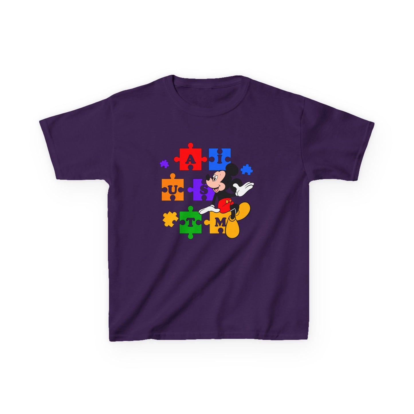 Kids Tee — Mickey Mouse Autism Puzzle Pieces Design