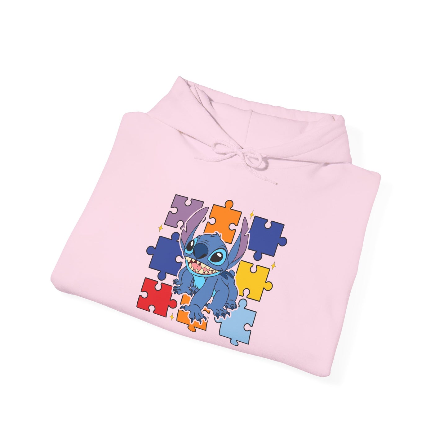 Autism Puzzle Heart Hoodie — Cute Blue Character Puzzle Piece Awareness Sweatshirt