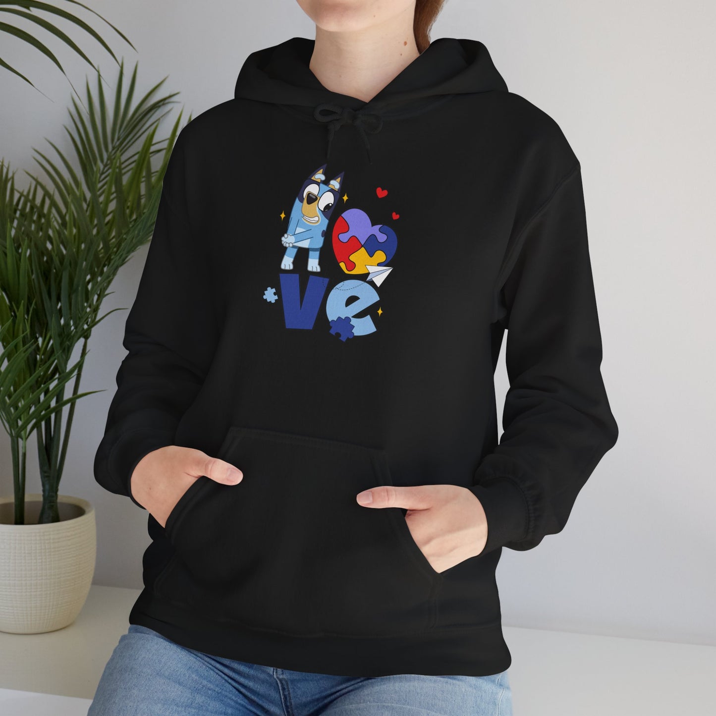 Autism Puzzle Heart Love Hoodie — Cute Inclusive Love Graphic Sweatshirt