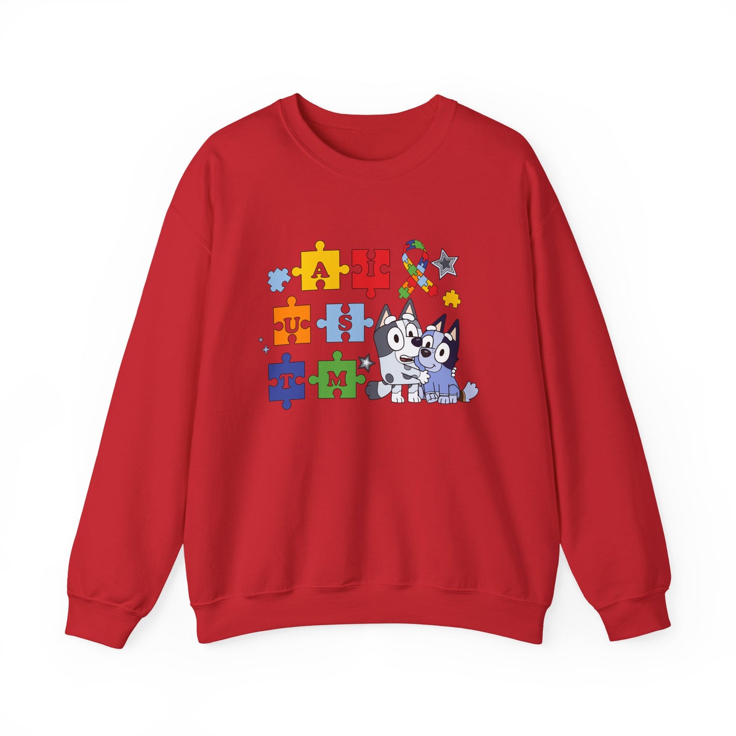 Autism Puzzle Paw Crewneck Sweatshirt — Bluey-Inspired Support Tee