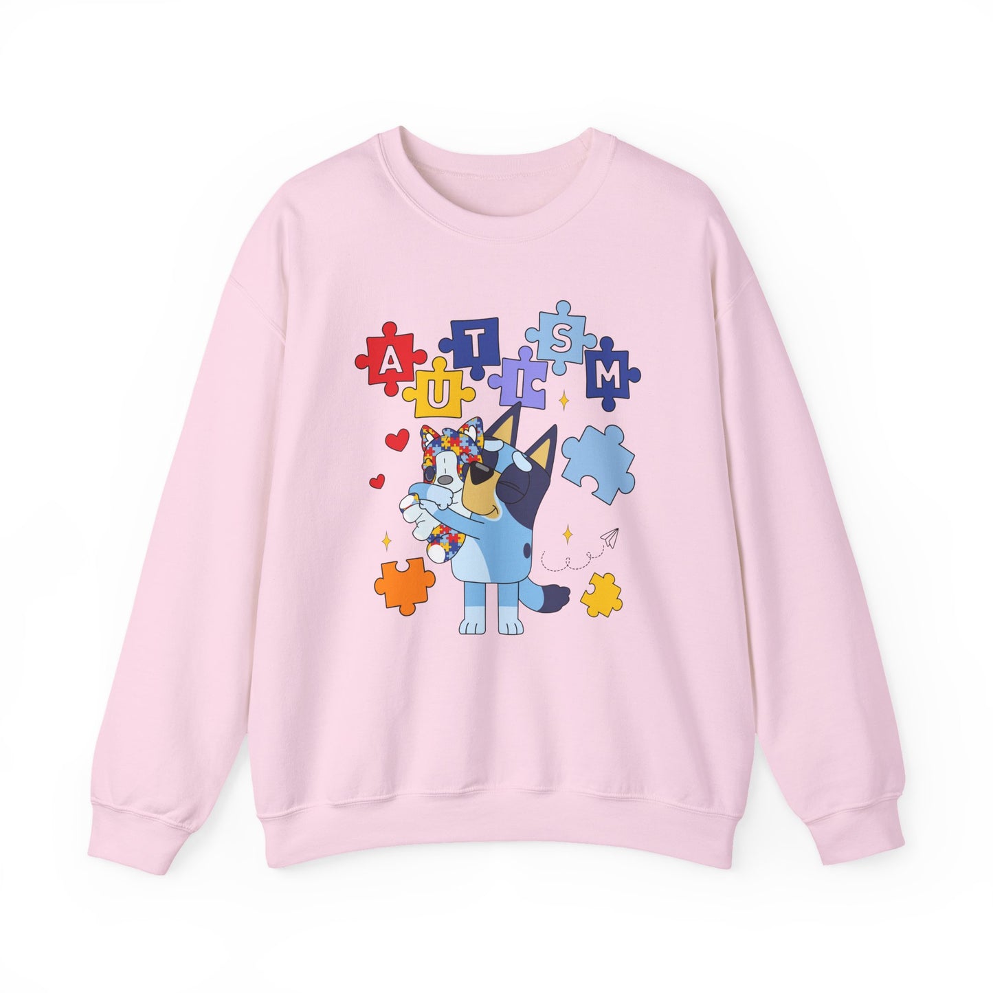 Autism Awareness Puzzle Bluey Paw Crewneck Sweatshirt