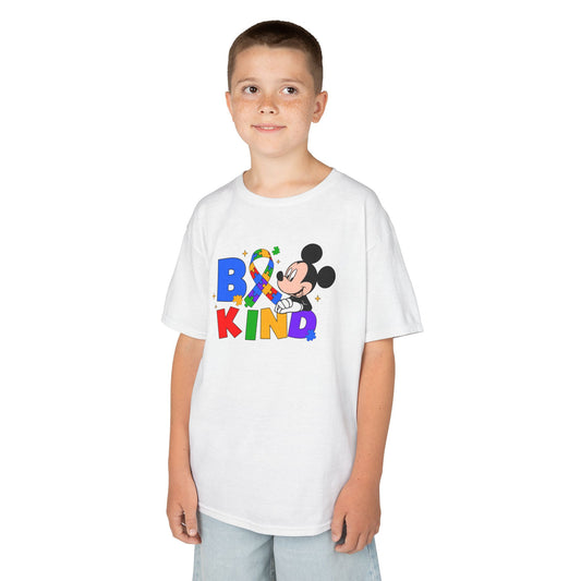 Kids Tee — "Be Kind" Rainbow Cartoon Character Graphic