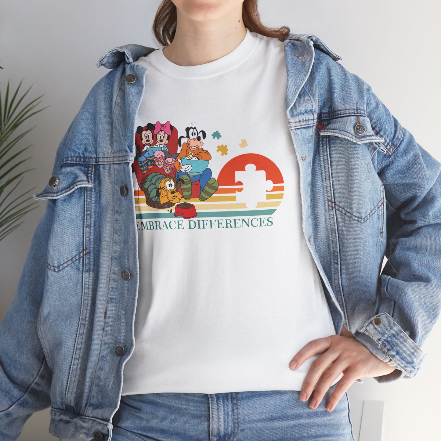 T-Shirt — 'Embrace Differences' Retro Rainbow Autism Awareness Tee