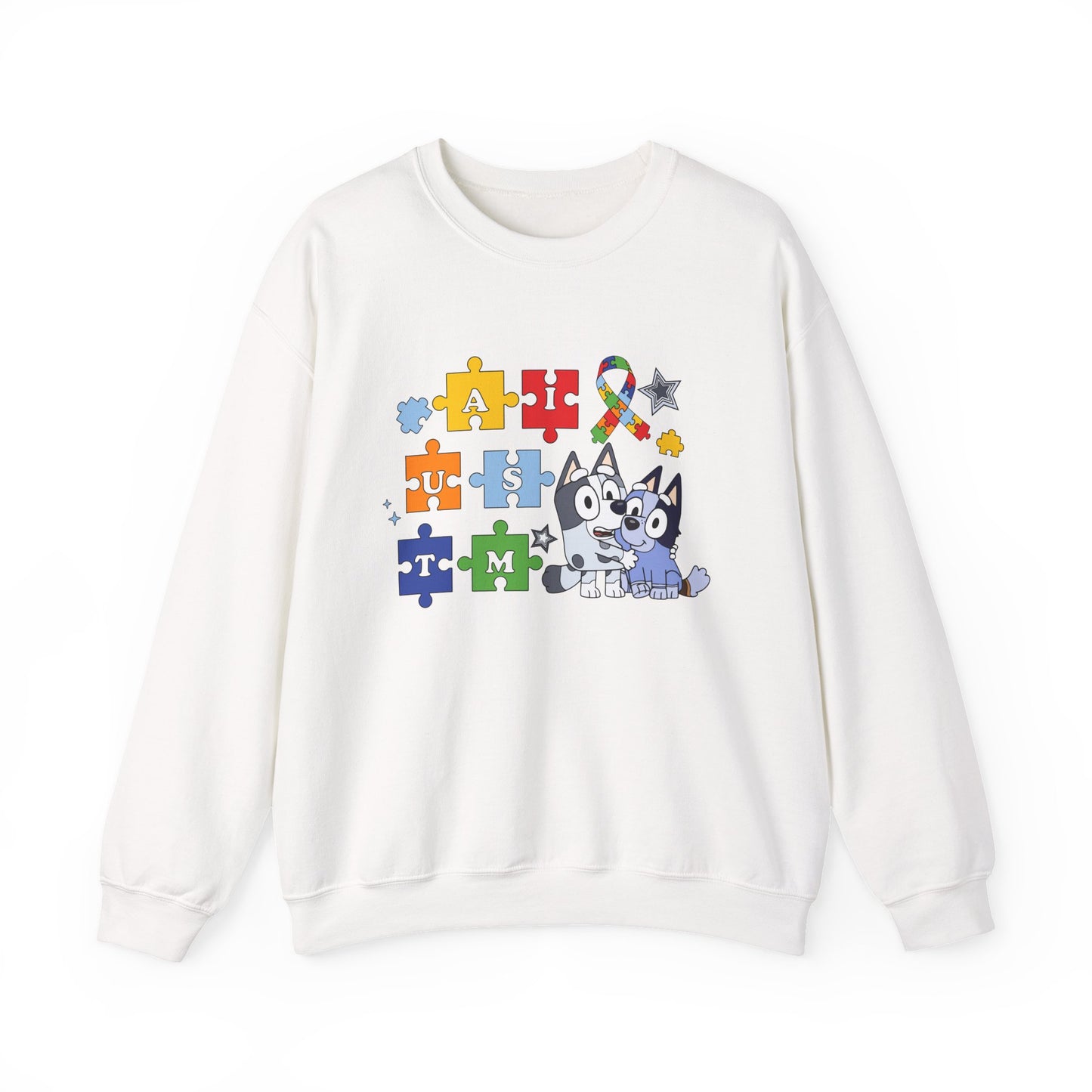 Autism Puzzle Paw Crewneck Sweatshirt — Bluey-Inspired Support Tee