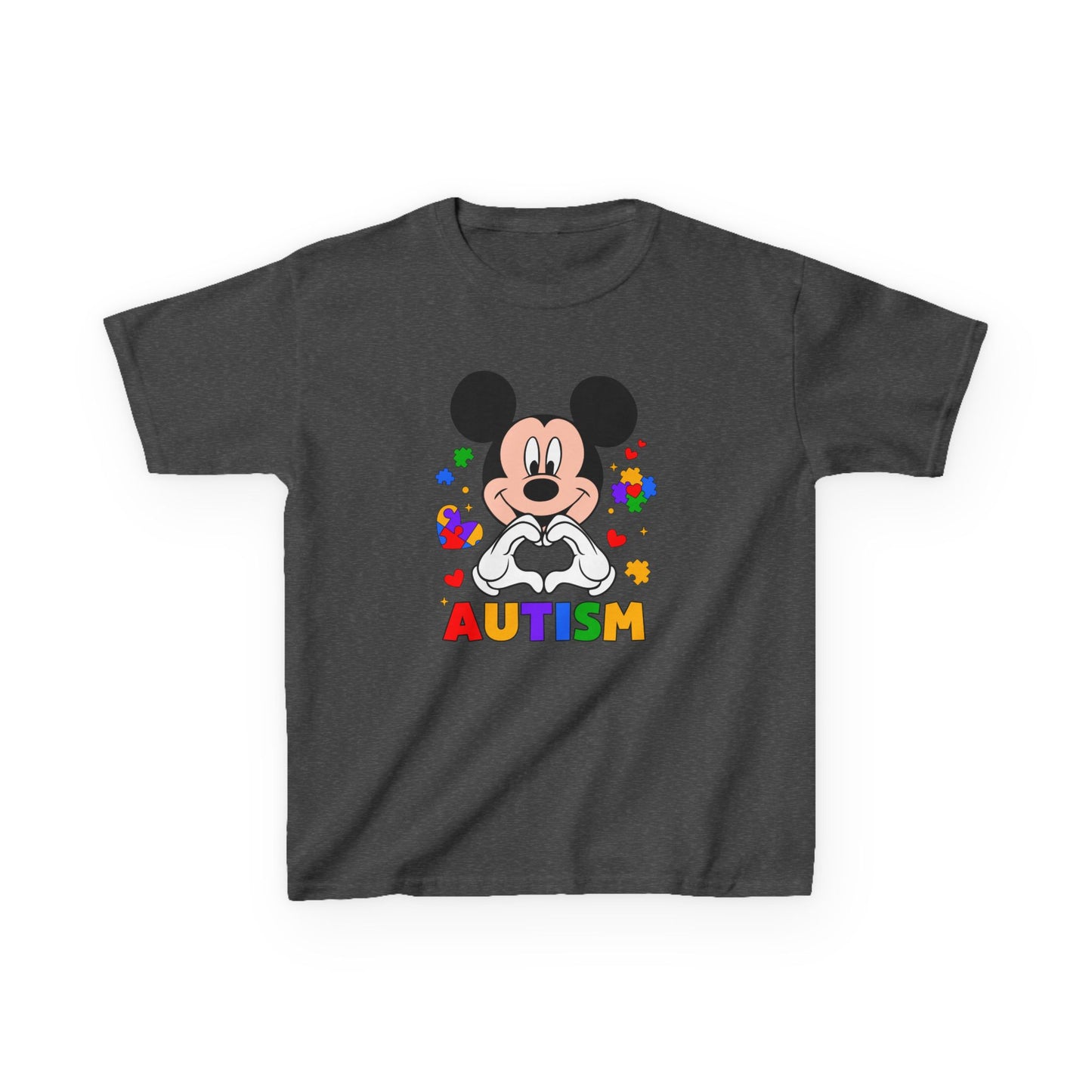 Kids Autism Awareness Tee — Colorful Puzzle Heart Design