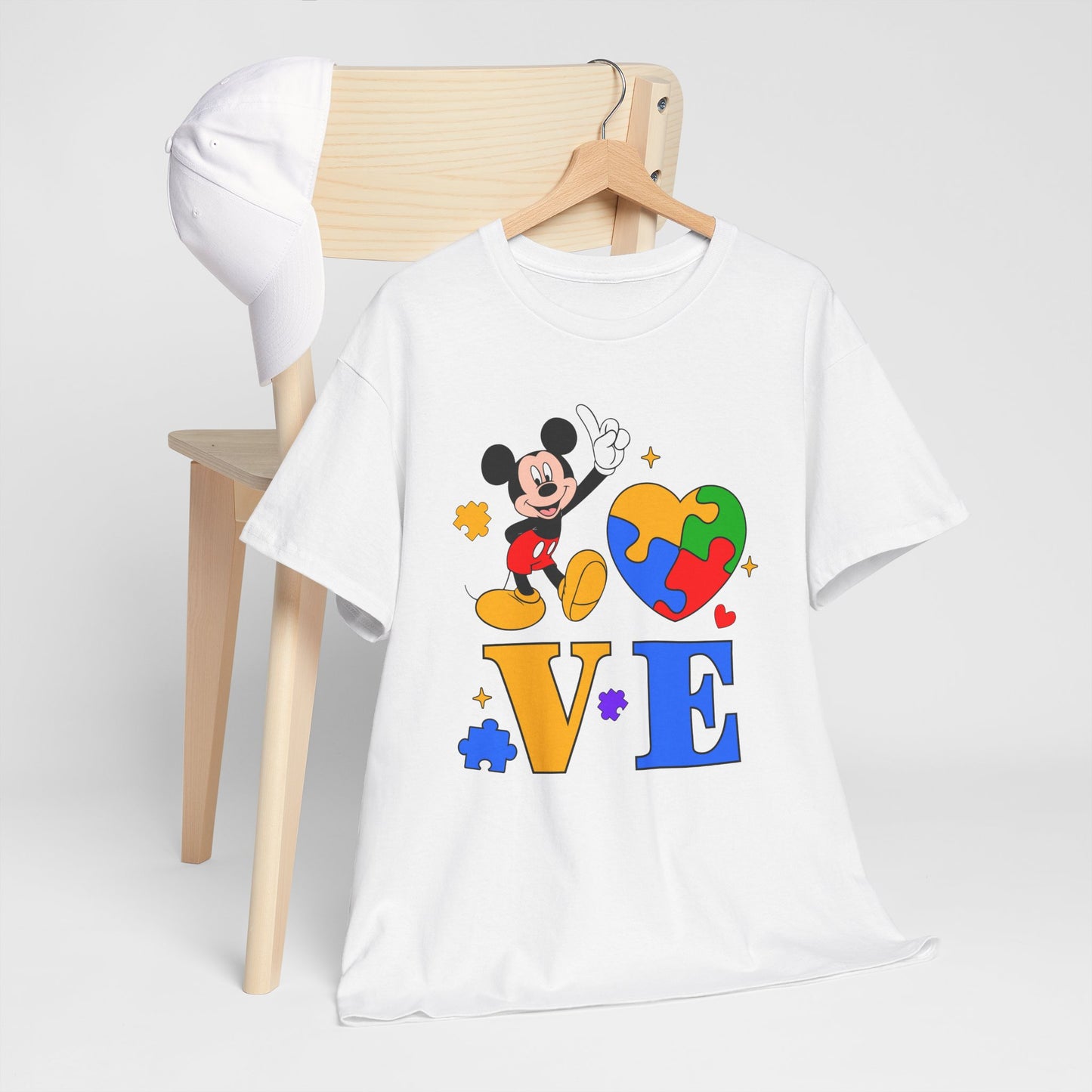 Kid-Friendly Love Puzzle Tee with Cartoon Mouse