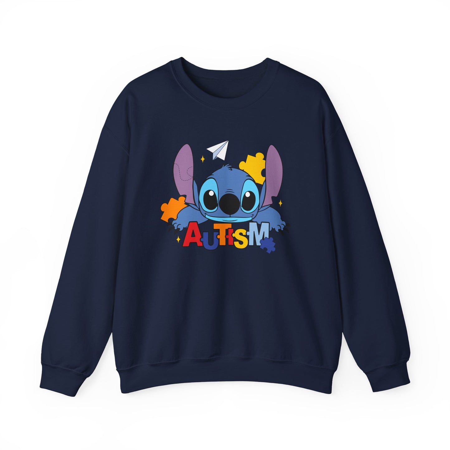 Autism Awareness Crewneck Sweatshirt — Colorful Puzzle Design