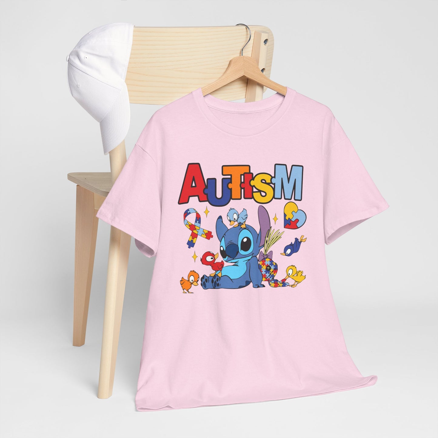 Autism Awareness T-Shirt — Cute Cartoon Character Puzzle-Heart Design