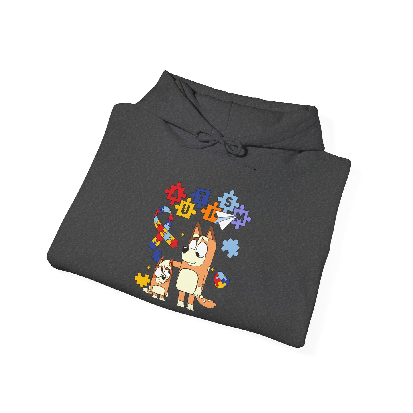 Bluey Puzzle Pieces Hoodie — Cute Bluey & Bingo Autism Awareness Sweatshirt