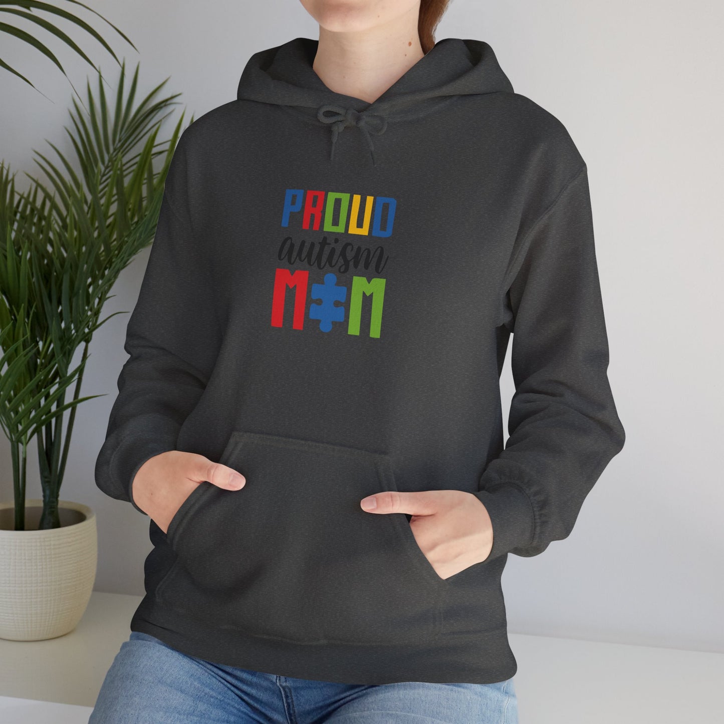Proud Autism Mom Hoodie — Colorful Puzzle Piece Awareness Sweatshirt