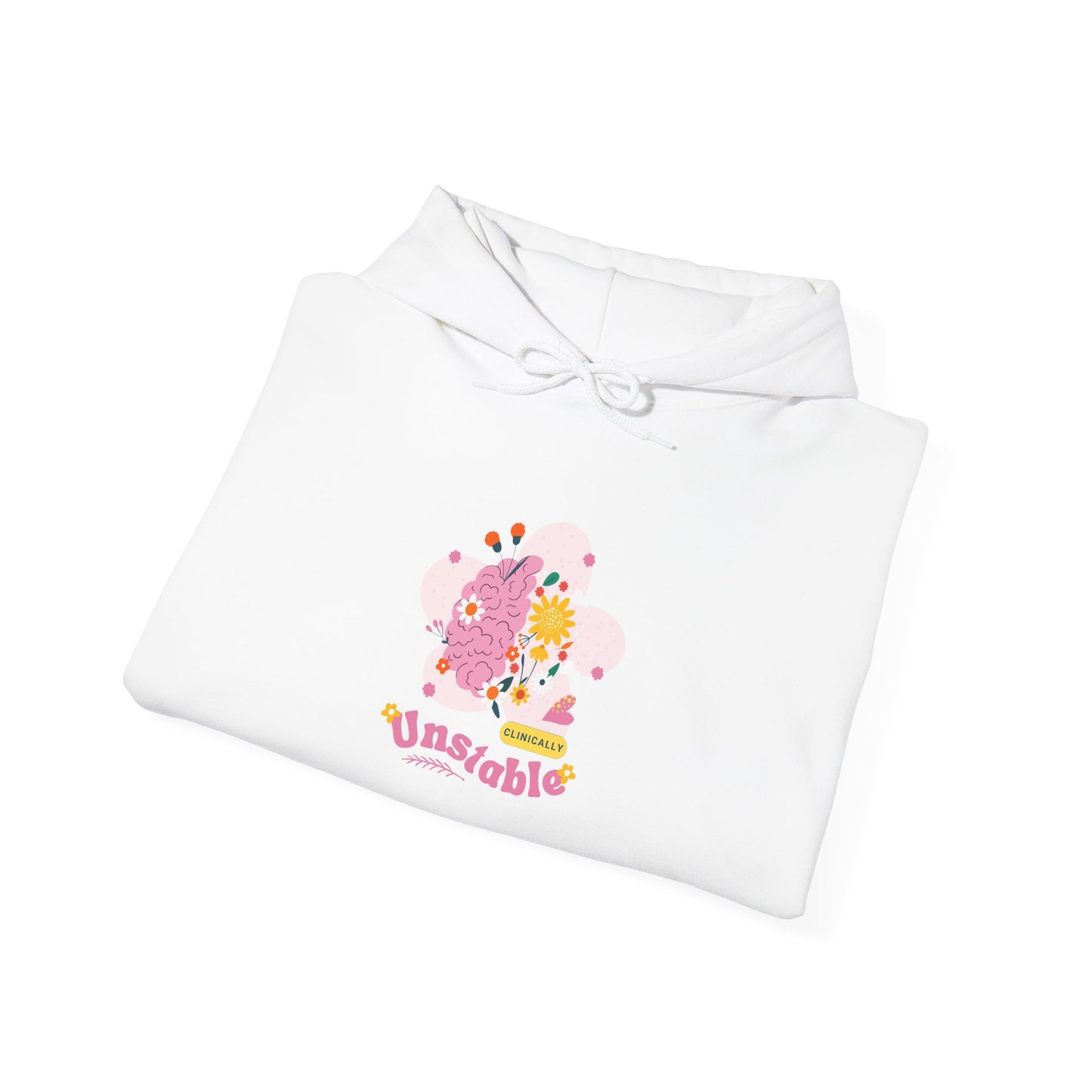 Unstable Cute Pastel Character Hoodie — Kawaii Pink Floral Graphic Sweatshirt