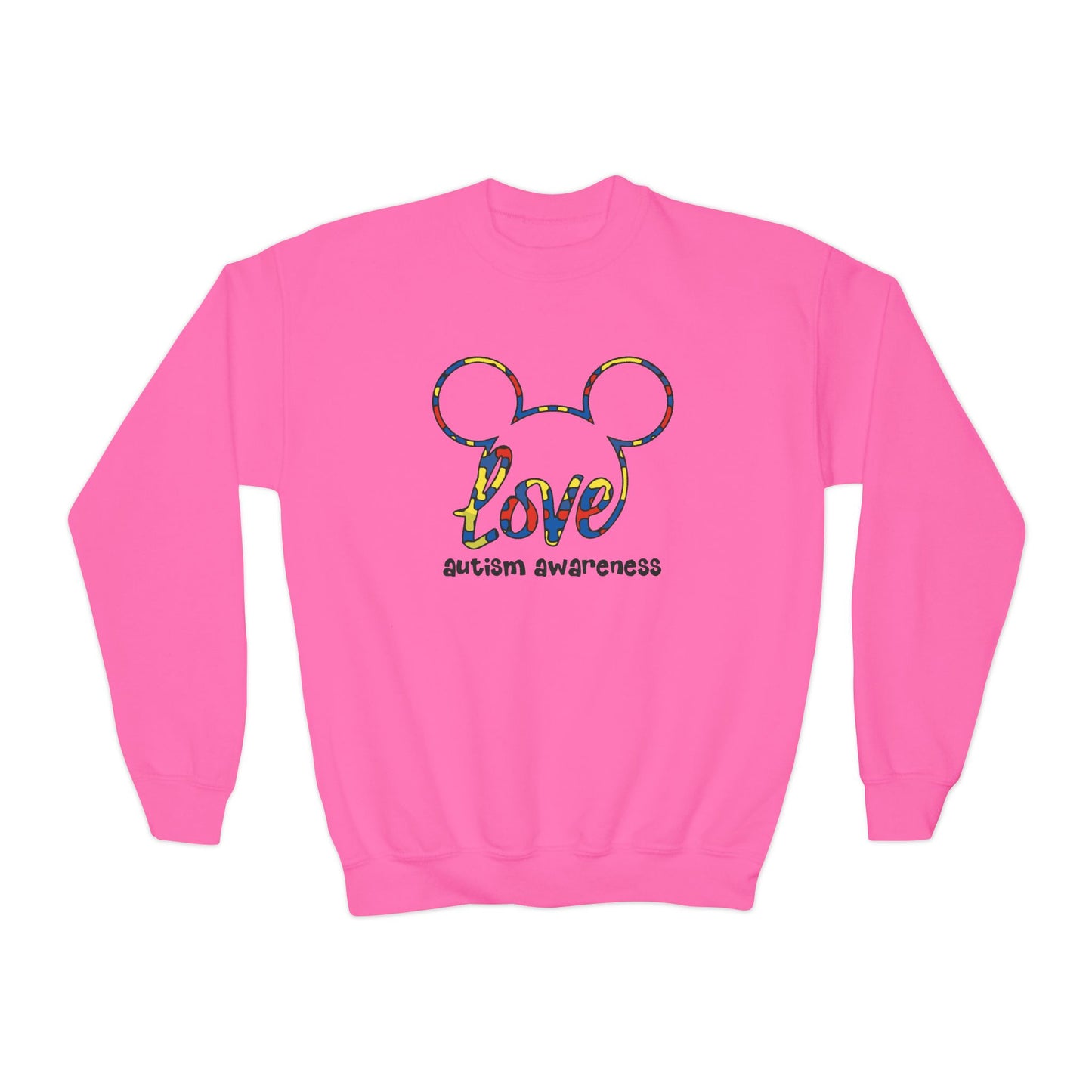 Colorful Autism Awareness Youth Crewneck Sweatshirt