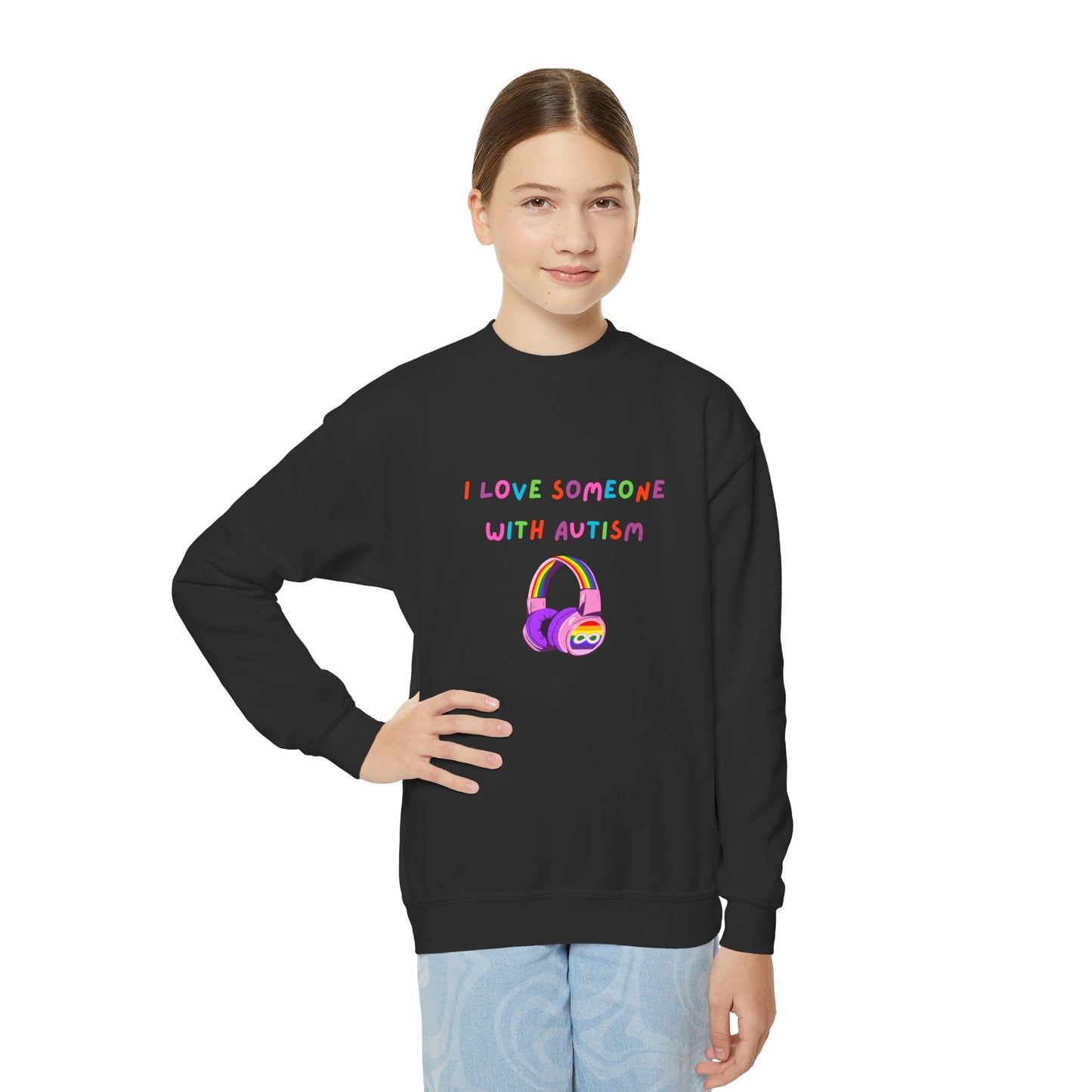 I Love Someone with Autism Youth Crewneck Sweatshirt
