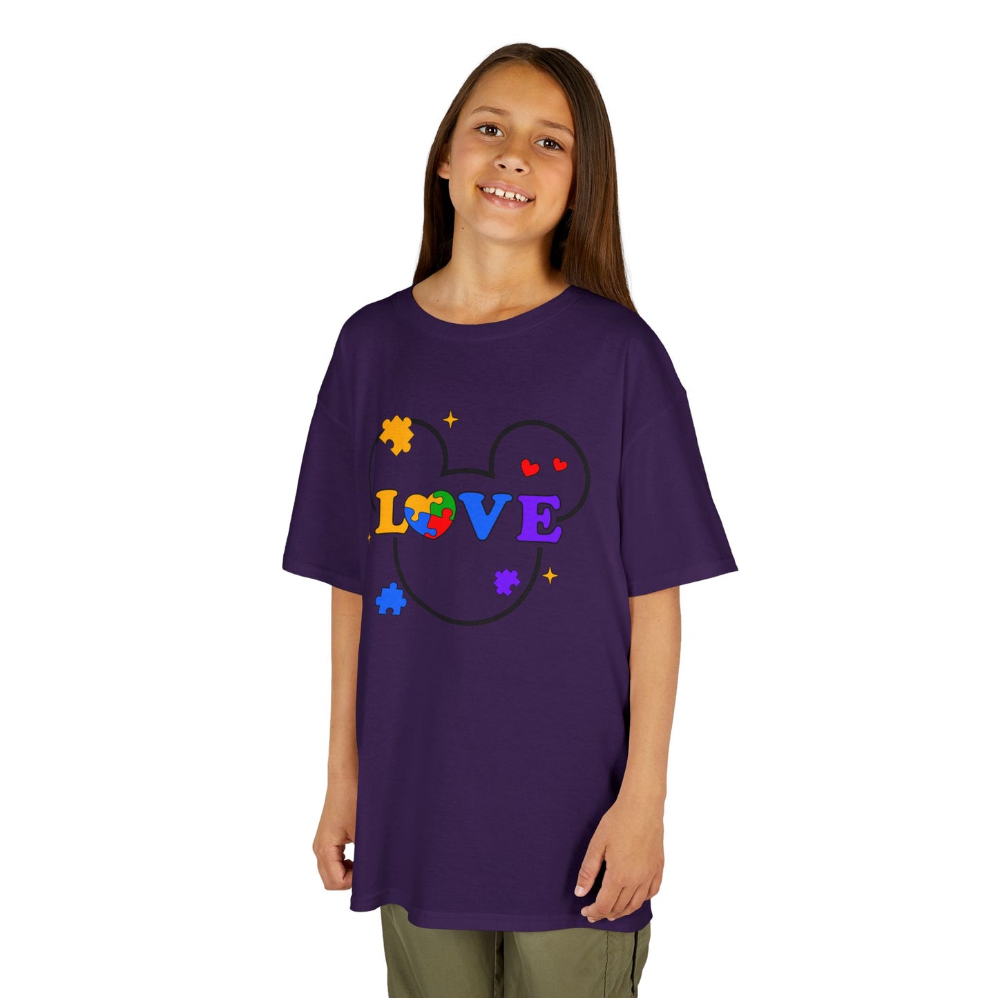 Kids Tee — Colorful Puzzle Heart "LOVE" Autism Awareness Shirt