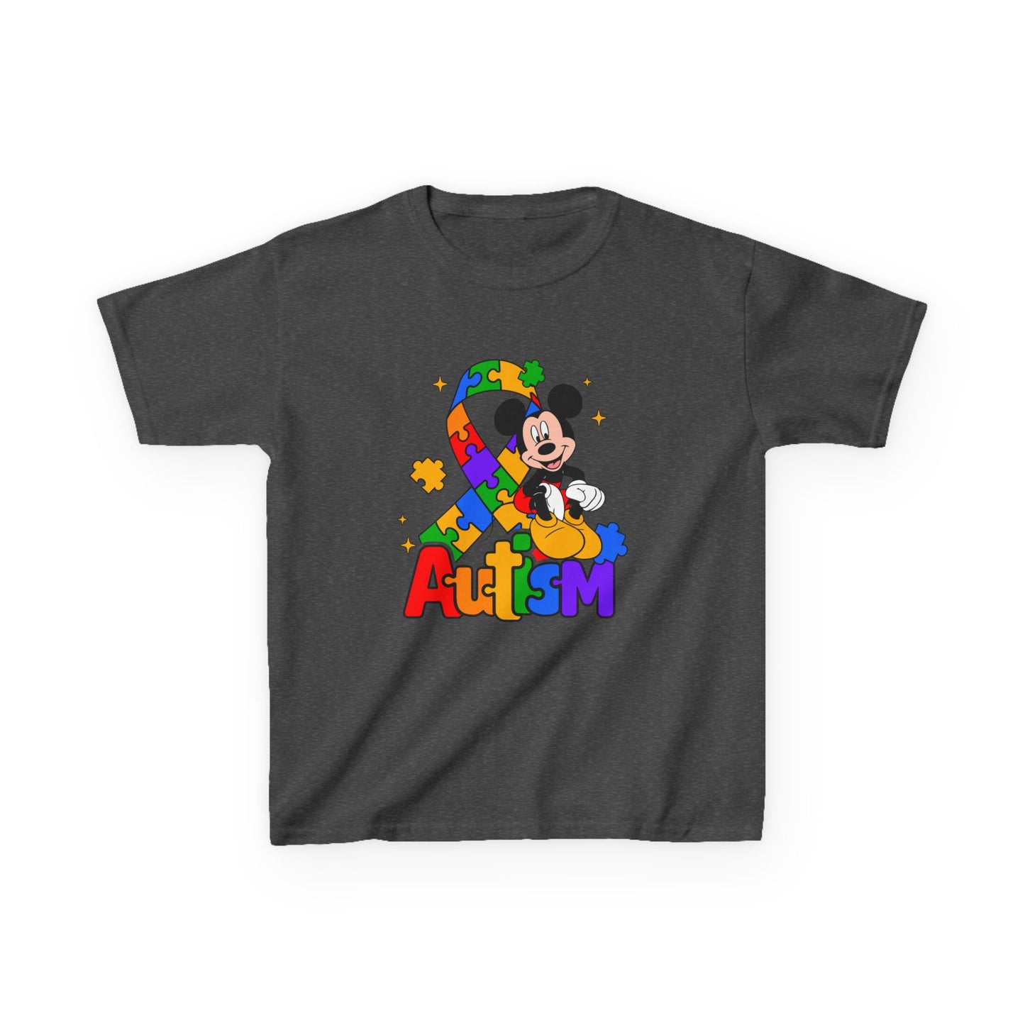 Kids Autism Awareness T-Shirt — Colorful Puzzle Ribbon Design