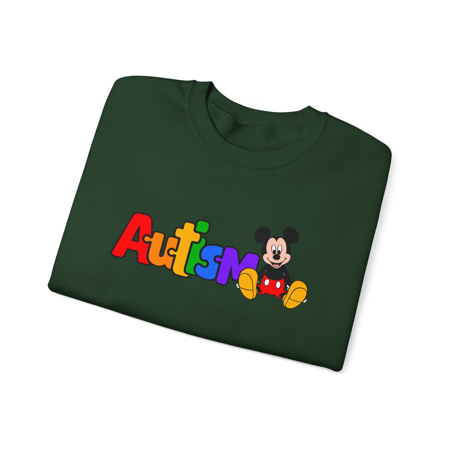 Autism Pride Crewneck Sweatshirt — Colorful Puzzle Text Design