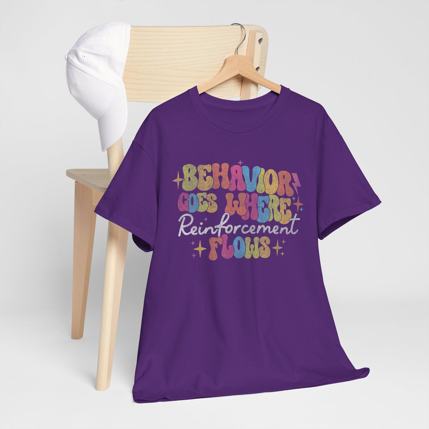 Behavior Codes Where? Reinforcement Flows T-Shirt — Retro Psychedelic Behavioral Therapist Tee