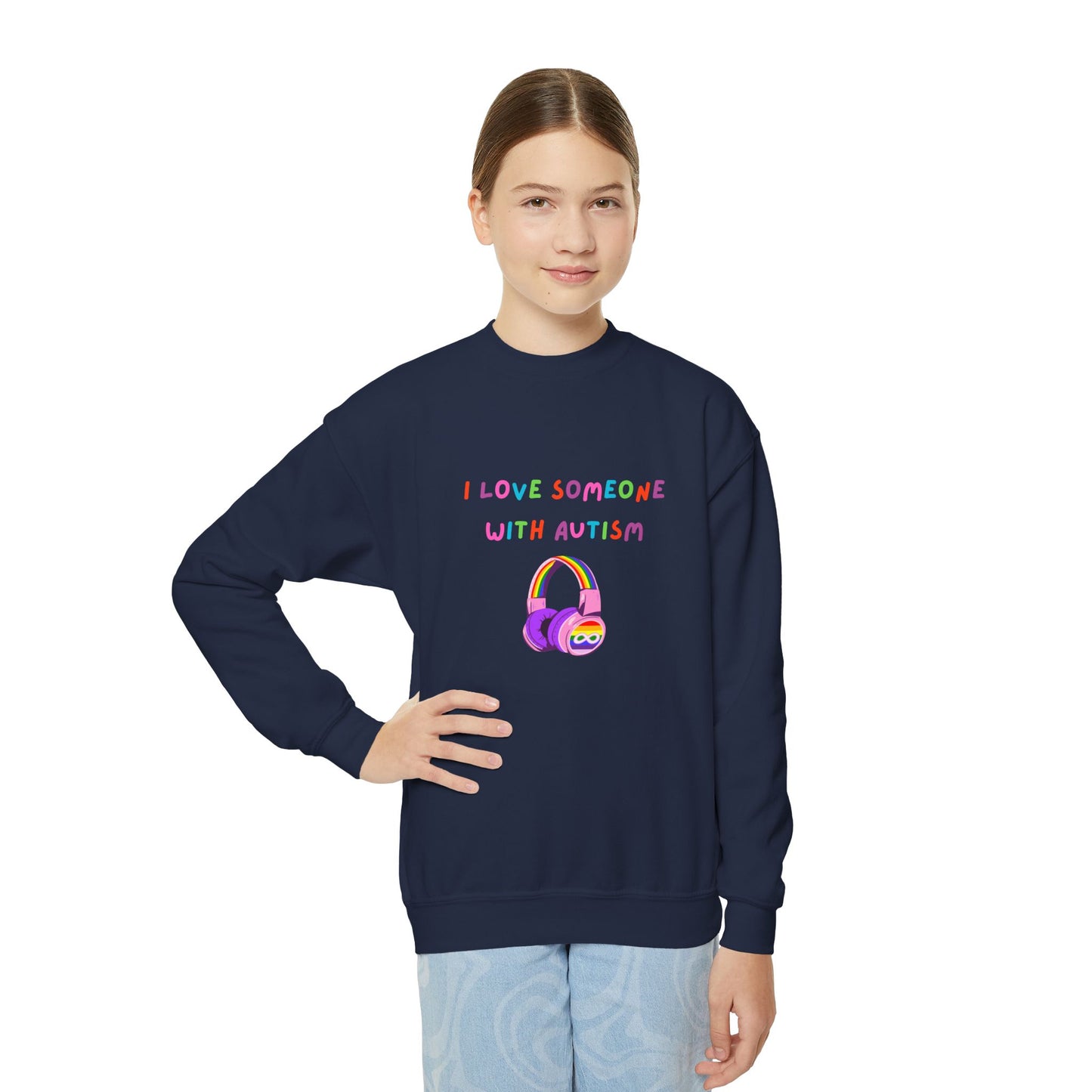 I Love Someone with Autism Youth Crewneck Sweatshirt
