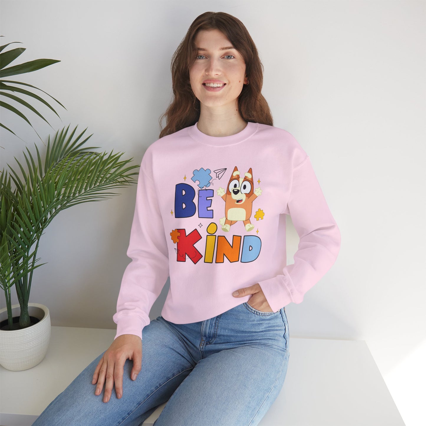 Be Kind Crewneck Sweatshirt — Cute Dog Graphic Kids/Adult Casual Pullover