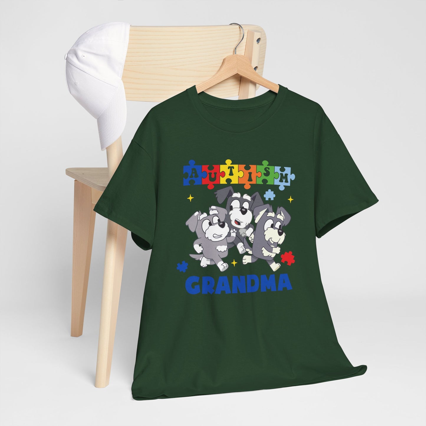 Grandma Paw-some Autism Awareness Tee — Puzzle Dogs Autism Grandma Shirt