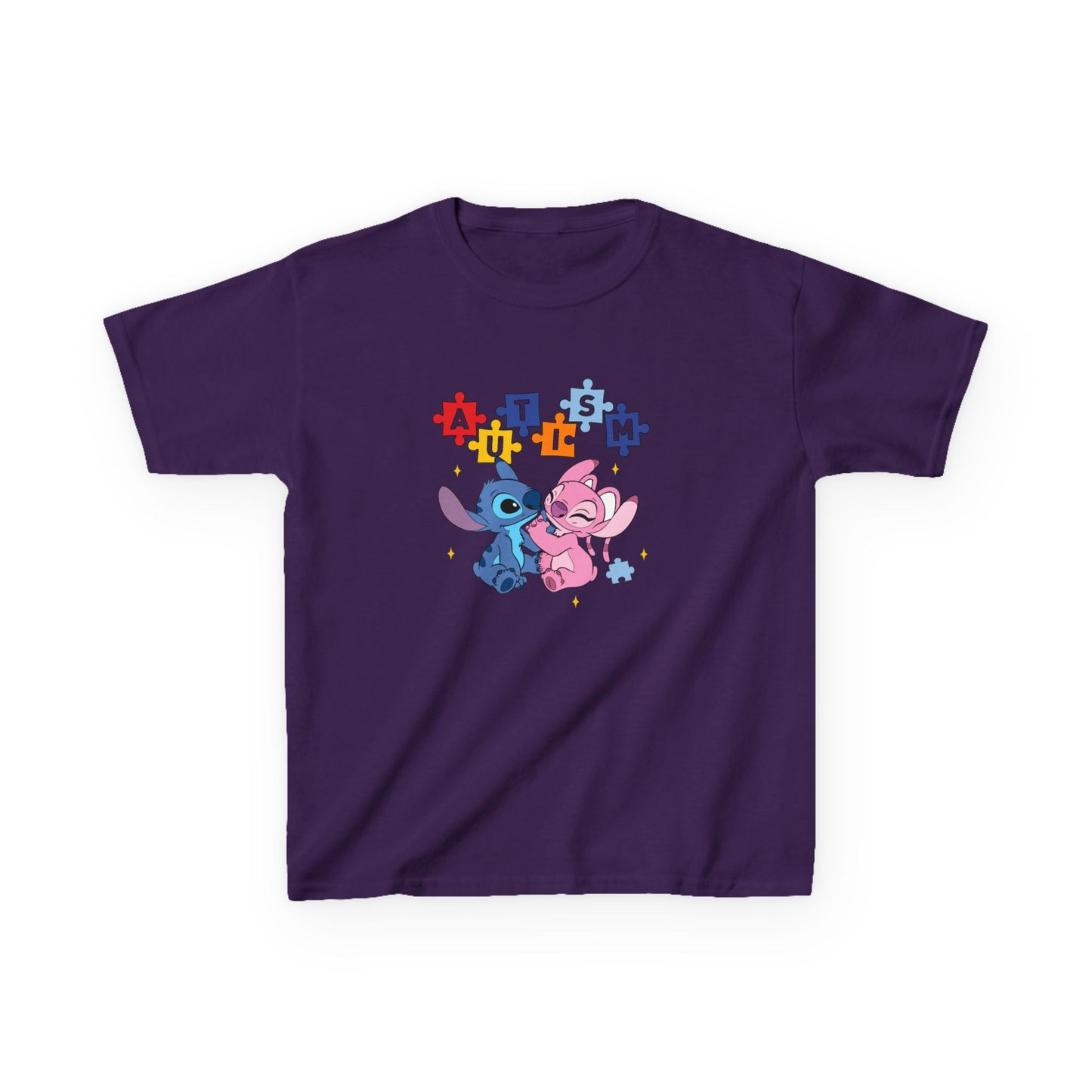Kids Tee — Cute Stitch & Angel Heart Puzzle Design