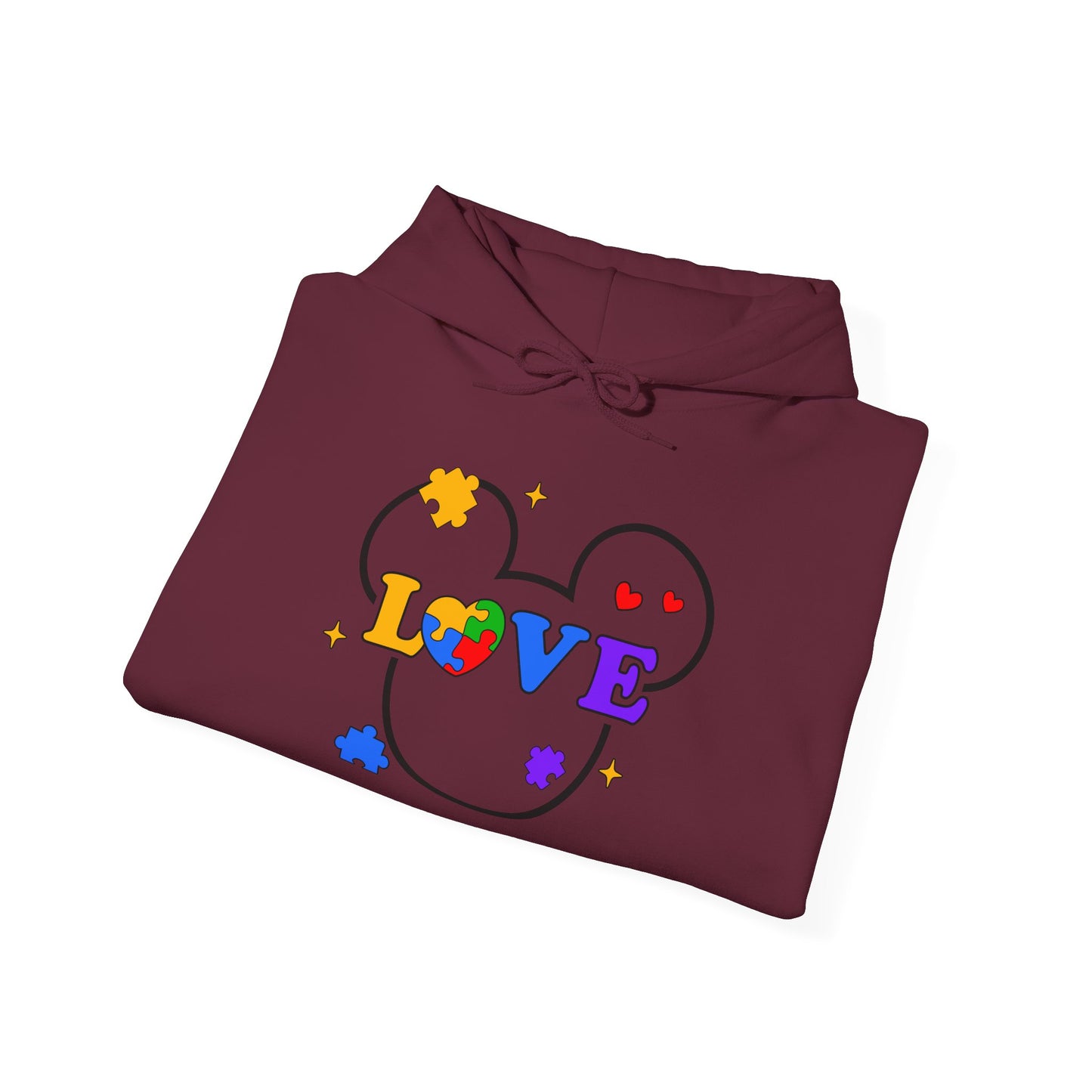 Love Puzzle Heart Hoodie — Autism Awareness Rainbow Puzzle Pieces Love Sweatshirt