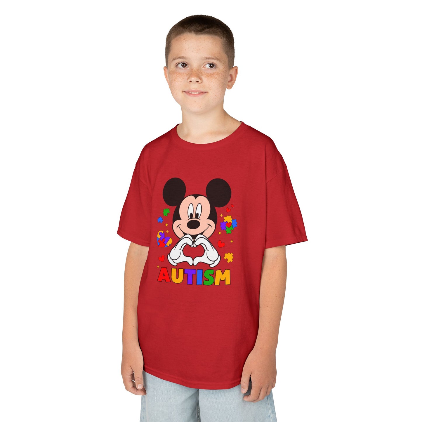 Kids Autism Awareness Tee — Colorful Puzzle Heart Design