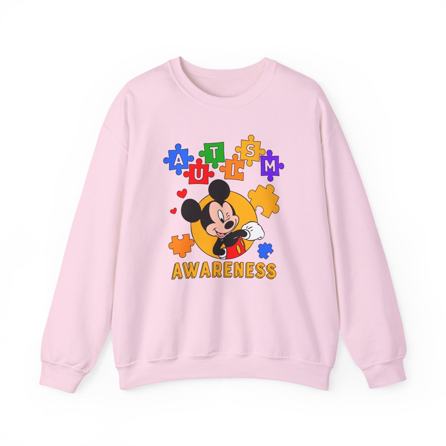 Autism Awareness Crewneck Sweatshirt — Puzzle Heart Character Design